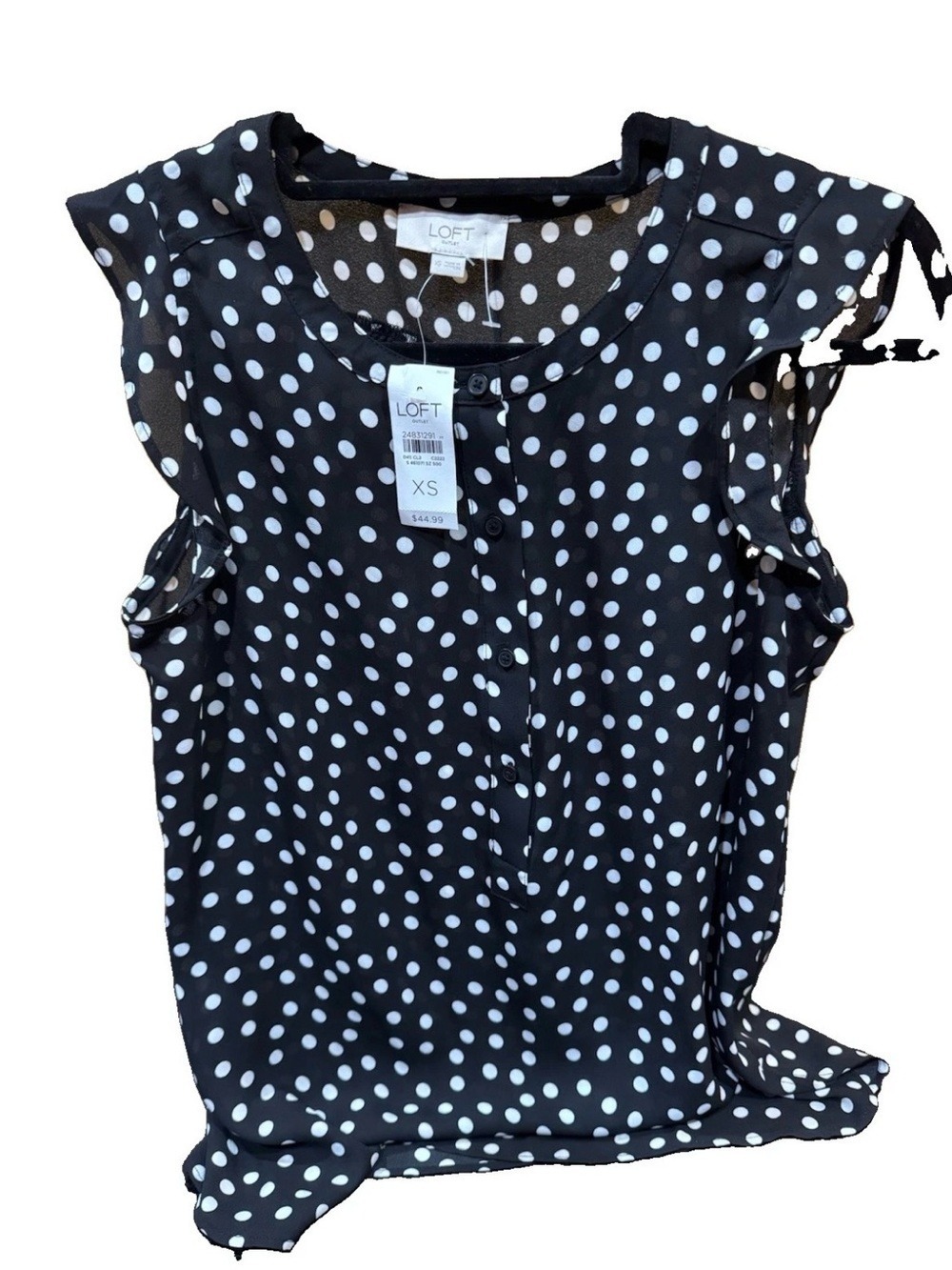 48.LOFT Black and White Polka Dot Sleeveless Blouse - Picture 2 of 9